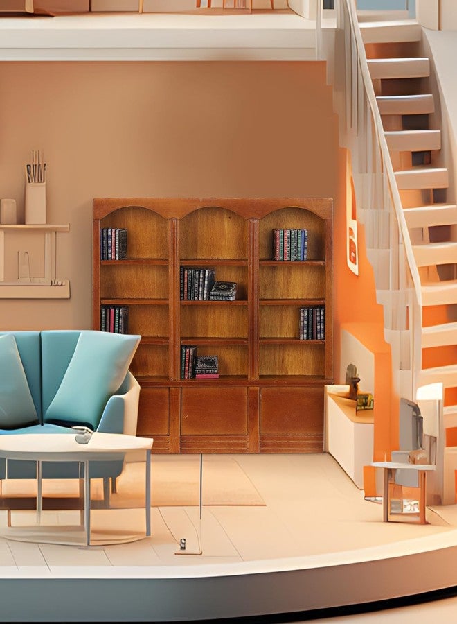 Chivertion 1:12 Scale Dollhouse Miniature Wooden Bookshelf with 48 Pcs Miniatures Books, Mini Bookcase Tiny Books for Dollhouse Mini Library Furniture Christmas Decoration Gift(Brown) - Image 4